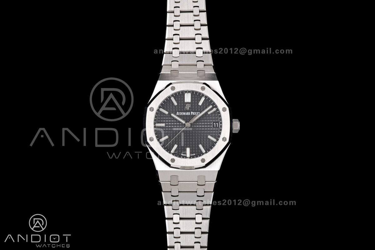 Royal Oak 41mm 15500 SS JF 1:1 Best Edition Black Dial on SS Bracelet SA4302 Super Clone